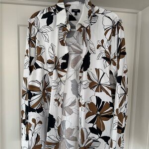 Express Men's Floral Button-Down 1MX Slim Fit Dress Shirt - Black, Brown, White